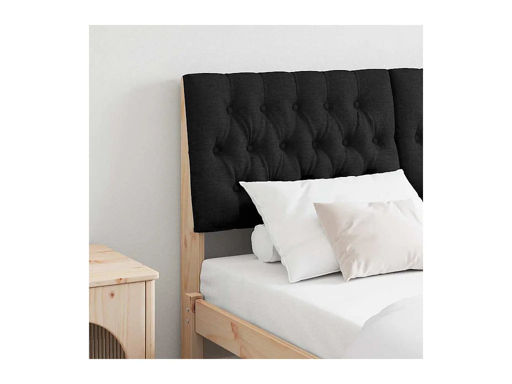 Cabecero tapizado Negro 160 cm Madera de pino macizo