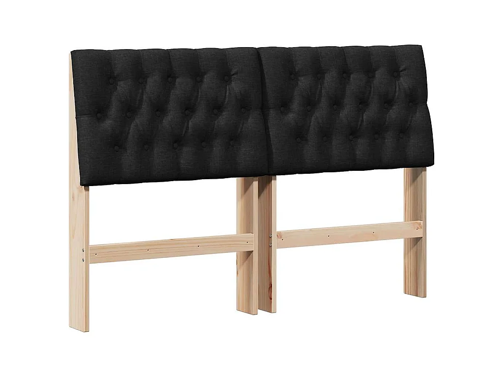 Tête de lit capitonnée Noir 160 cm Pin massif