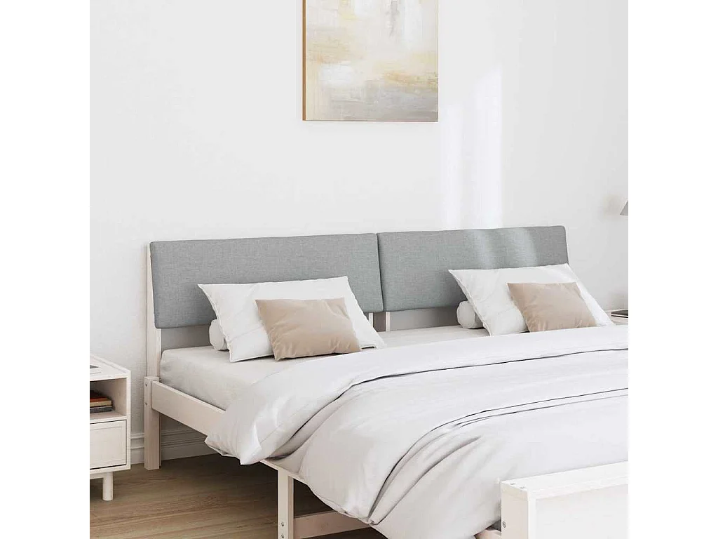 Tête de lit capitonnée Gris clair 200 cm Pin massif