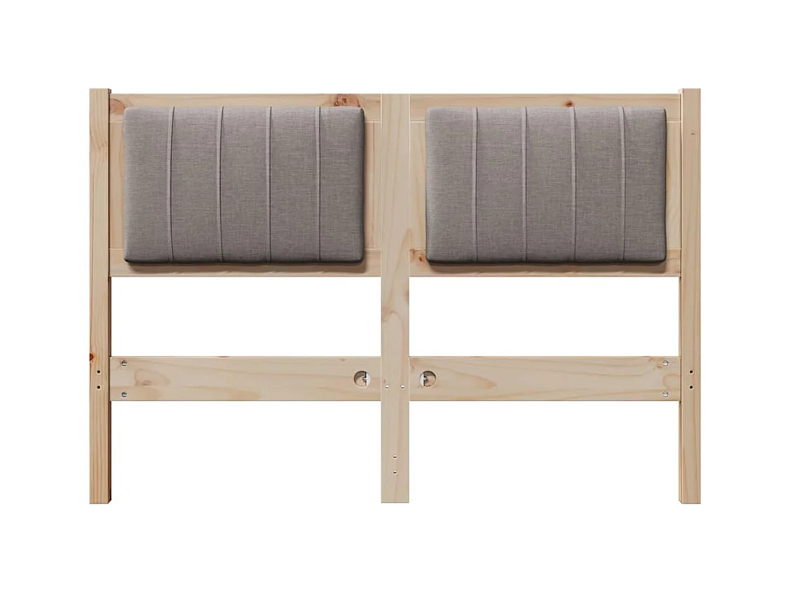 Cabecero tapizado Marrón 120 cm Madera de Pino Sólido y Tela