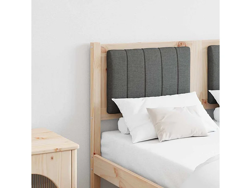 Cabecero tapizado Marrón 120 cm Madera de Pino Sólido y Tela