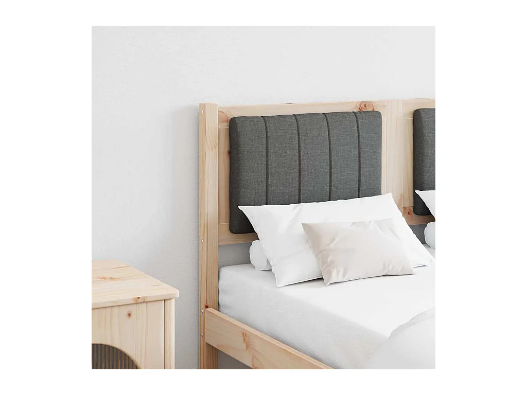 Cabecero tapizado Marrón 120 cm Madera de Pino Sólido y Tela