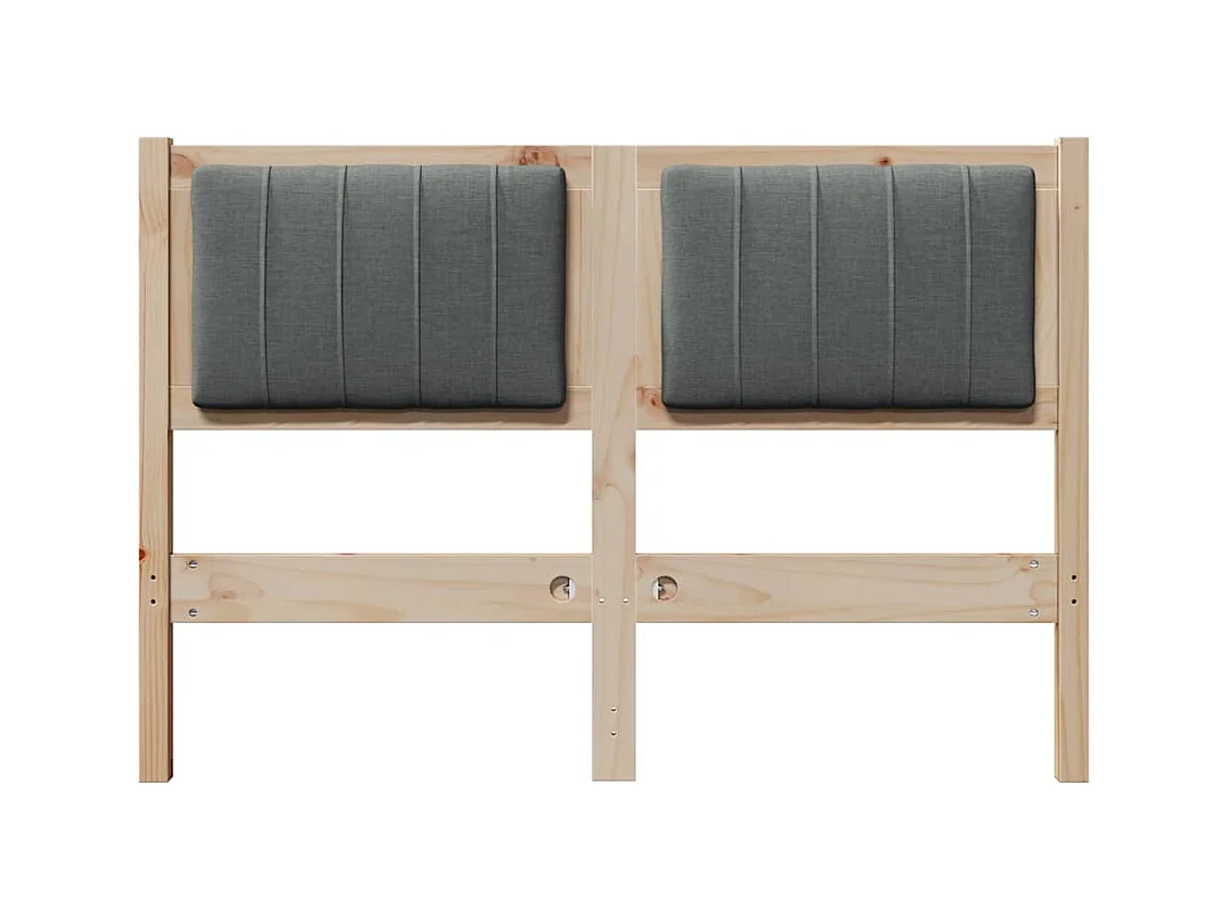 Cabecero tapizado Marrón 120 cm Madera de Pino Sólido y Tela