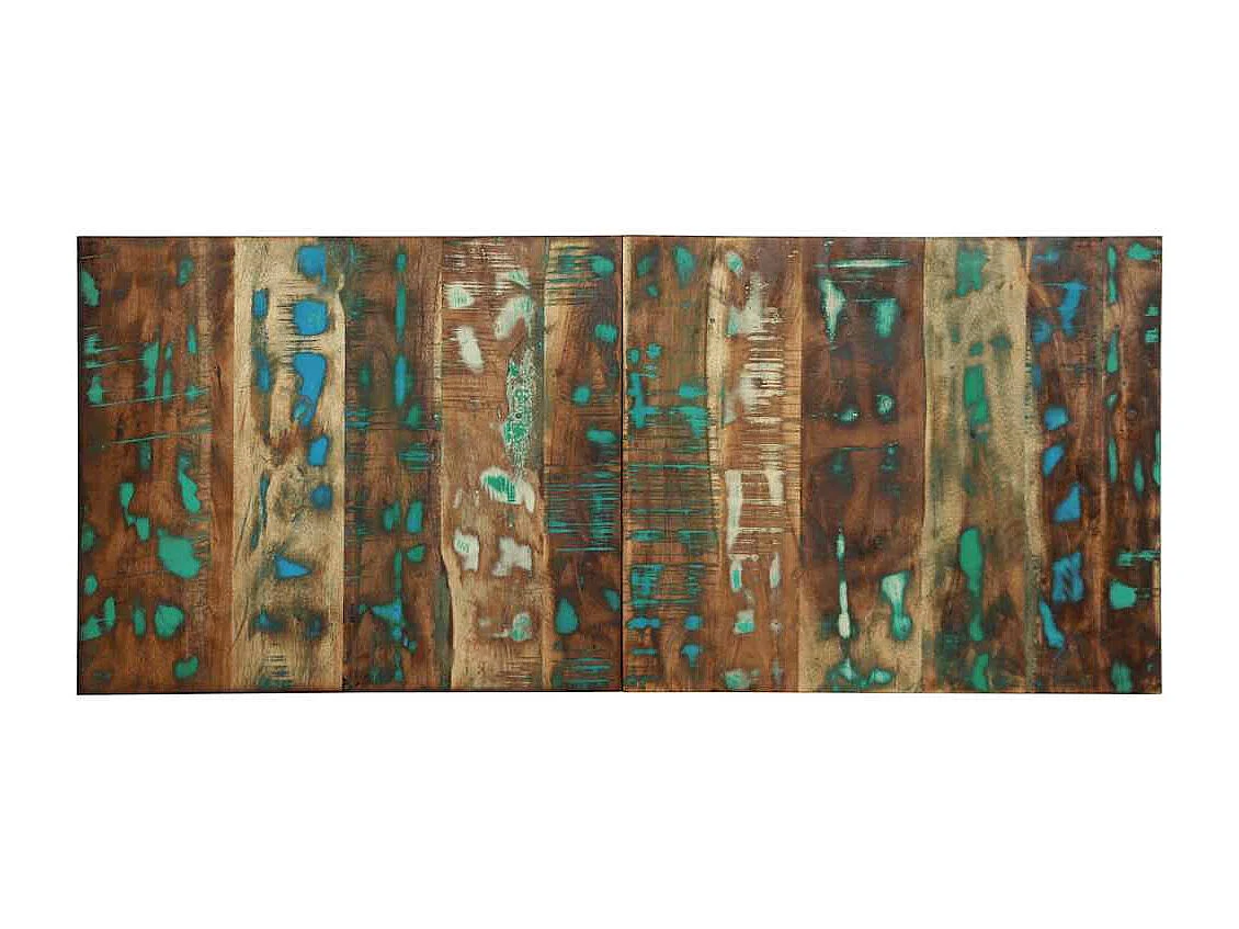 Tête de lit multicolore 120 cm bois massif récupération
