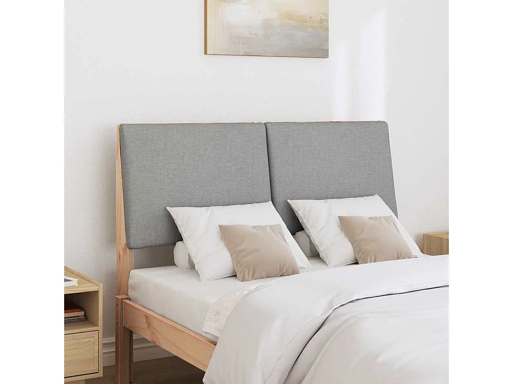 Tête de lit capitonnée Gris clair 135 cm Pin massif