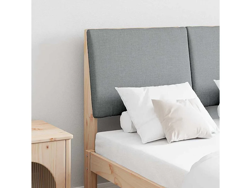 Tête de lit capitonnée Gris clair 135 cm Pin massif
