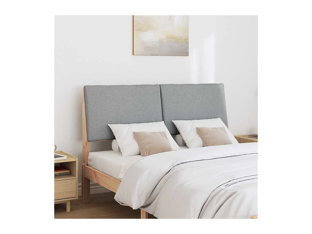 Cabecero tapizado Gris Claro 150 cm Madera de pino macizo