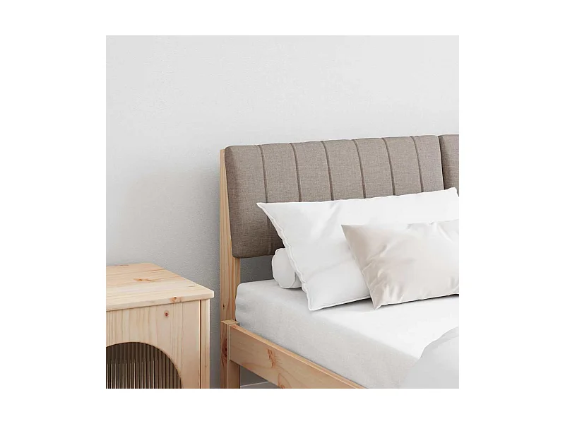 Tête de lit capitonnée Taupe 135 cm Pin massif