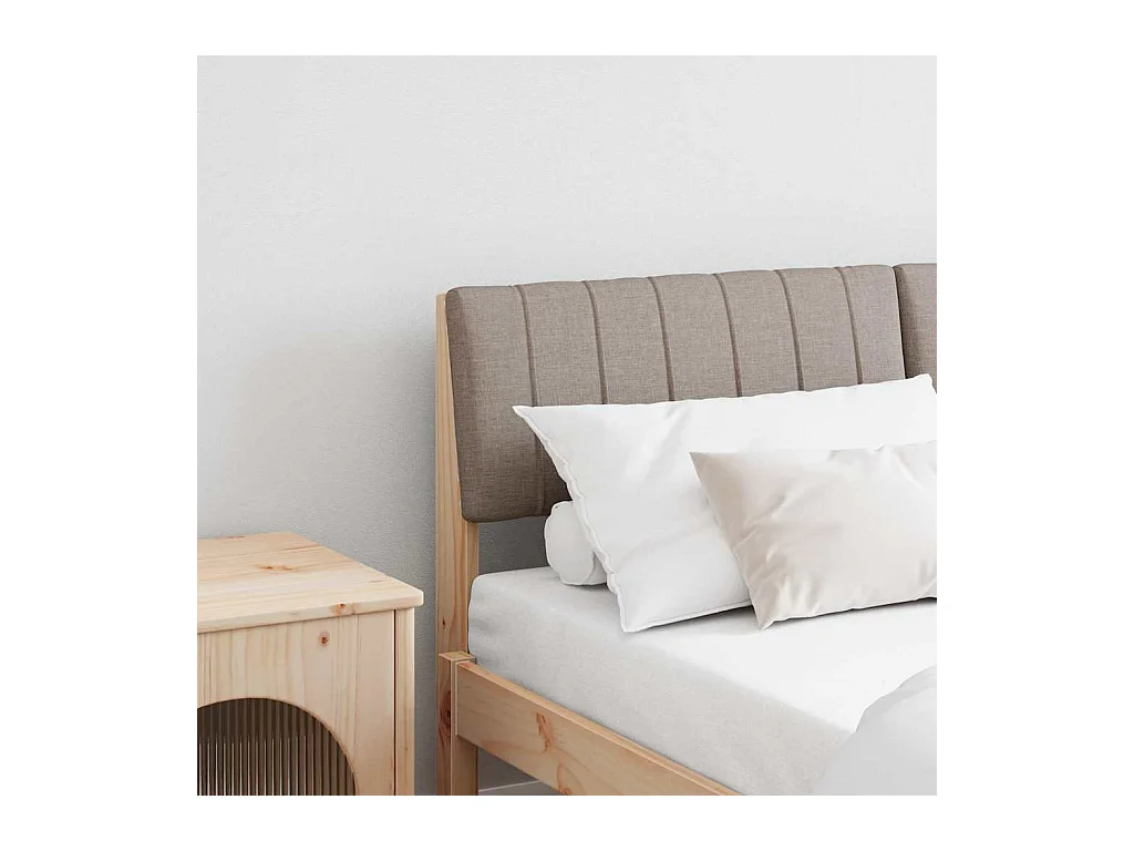 Tête de lit capitonnée Taupe 135 cm Pin massif