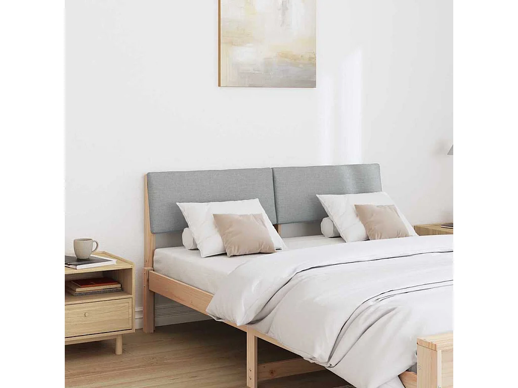 Cabeceira estofada Cinzento-claro 140 cm