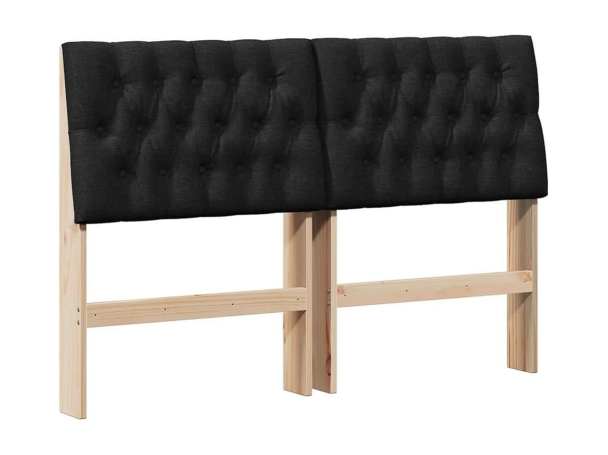 Tête de lit capitonnée Noir 135 cm Pin massif