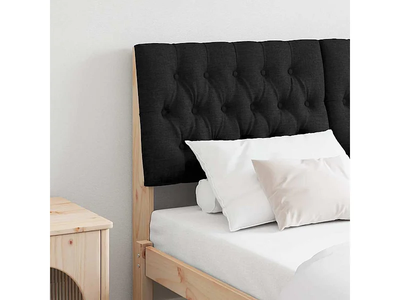 Gestoffeerd hoofdbord Zwart 135 cm Massief grenenhout