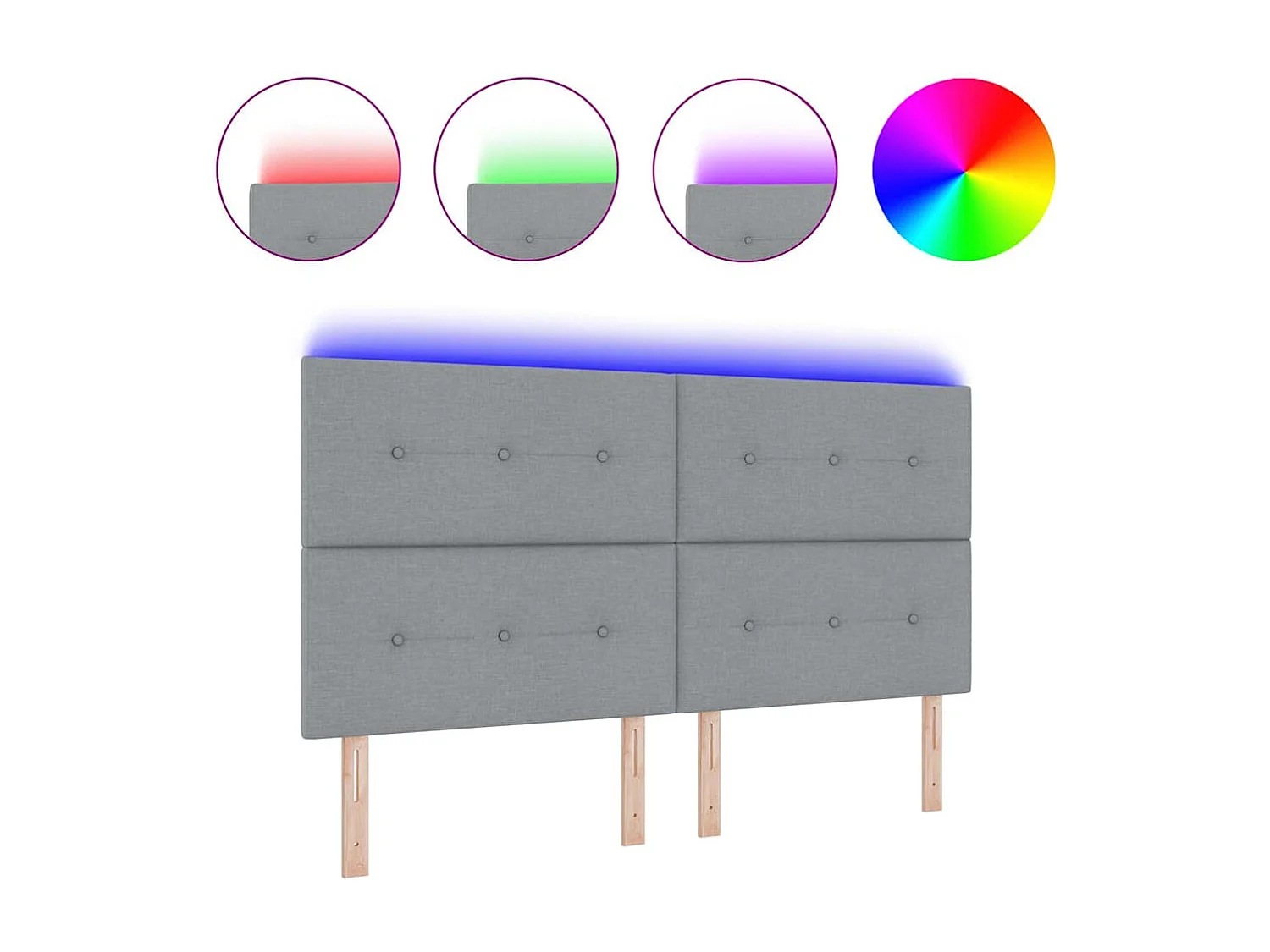 Tête de Lit LED avec des lumières à LED Gris clair 180 cm tissu