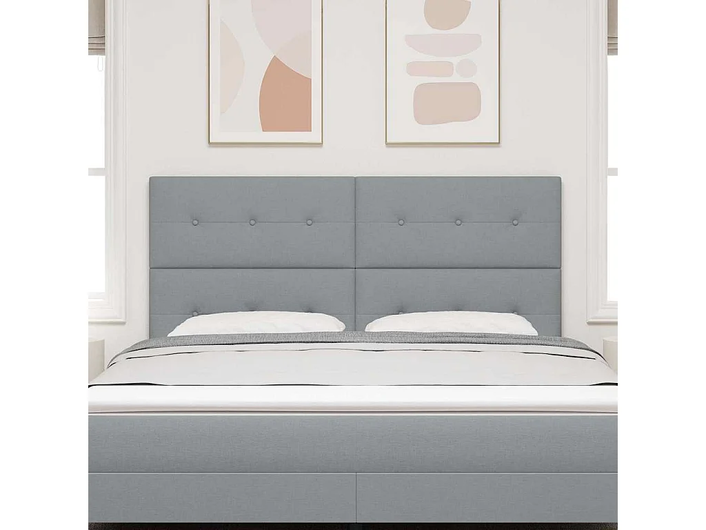 Tête de Lit LED avec des lumières à LED Gris clair 180 cm tissu