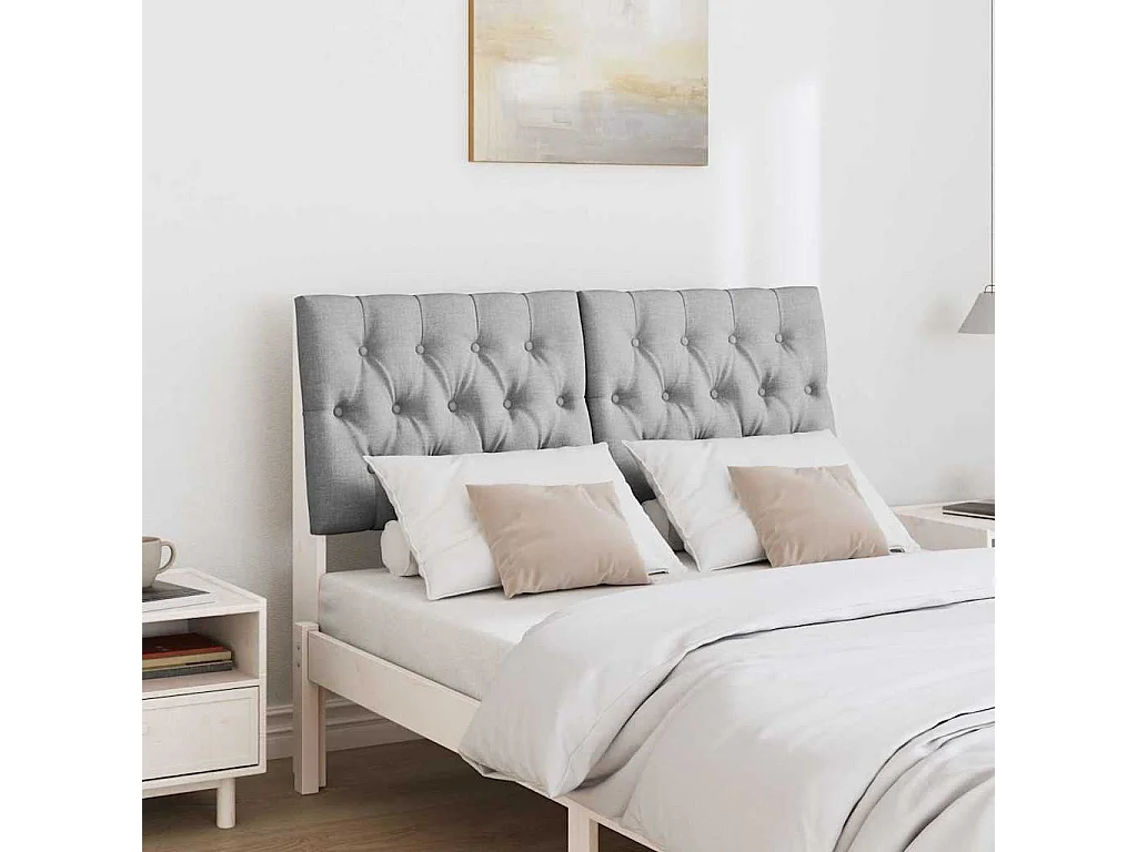 Tête de lit capitonnée Gris clair 120 cm Pin massif