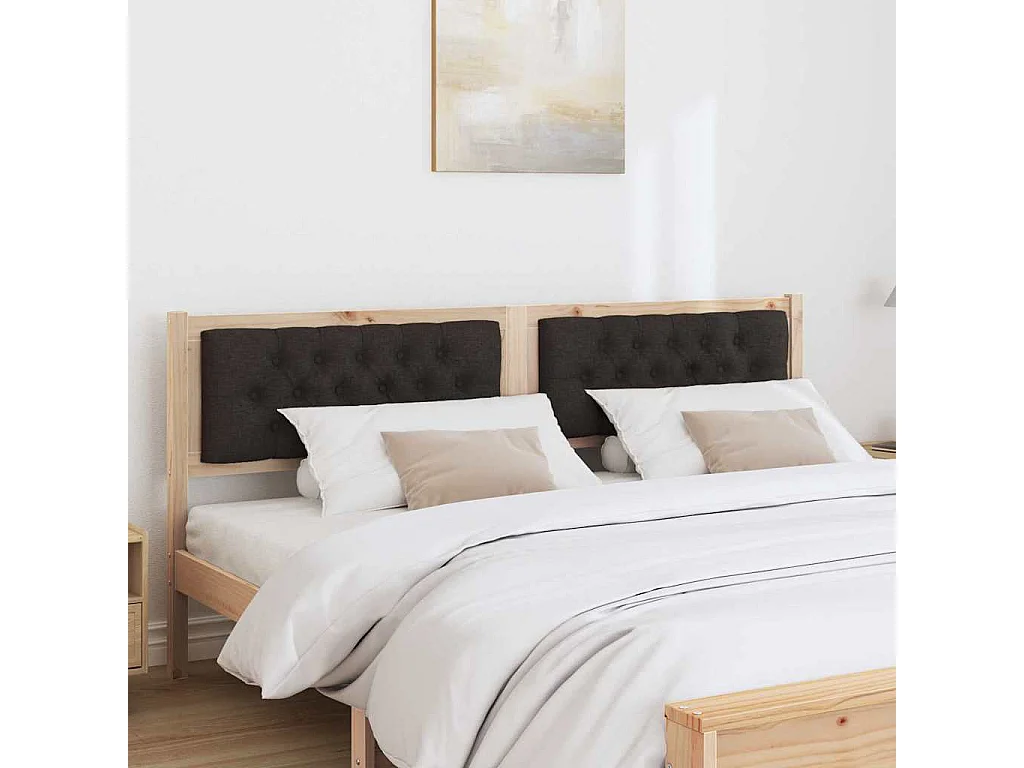 Cabeceira Castanho e preto 180 cm Madeira de pinho maciça