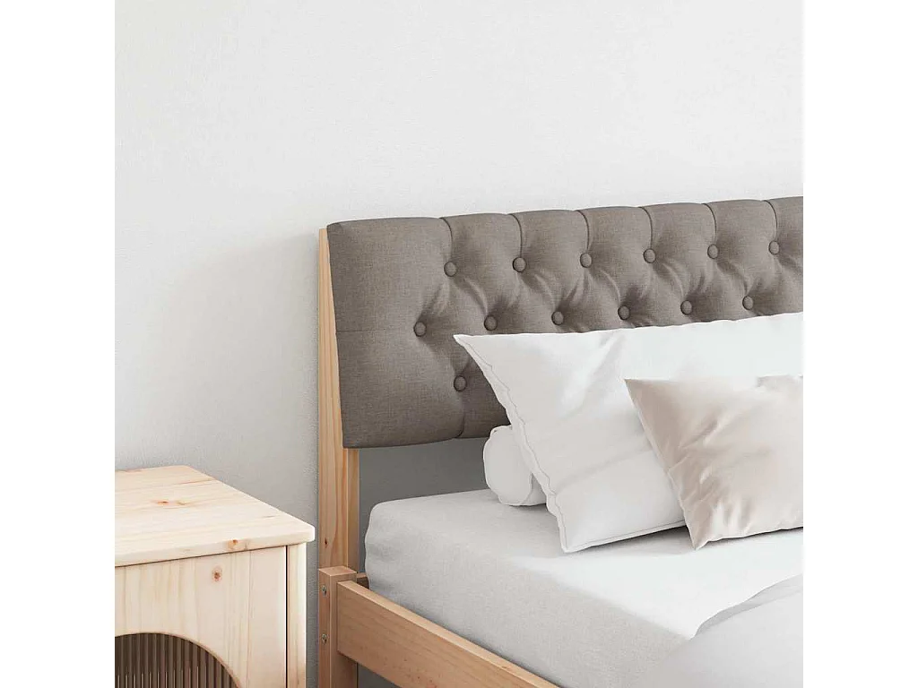 Tête de lit capitonnée Taupe 200 cm Pin massif