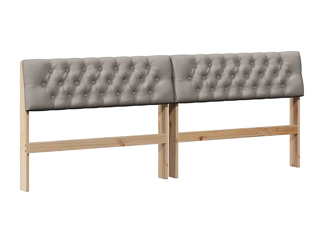 Tête de lit capitonnée Taupe 200 cm Pin massif