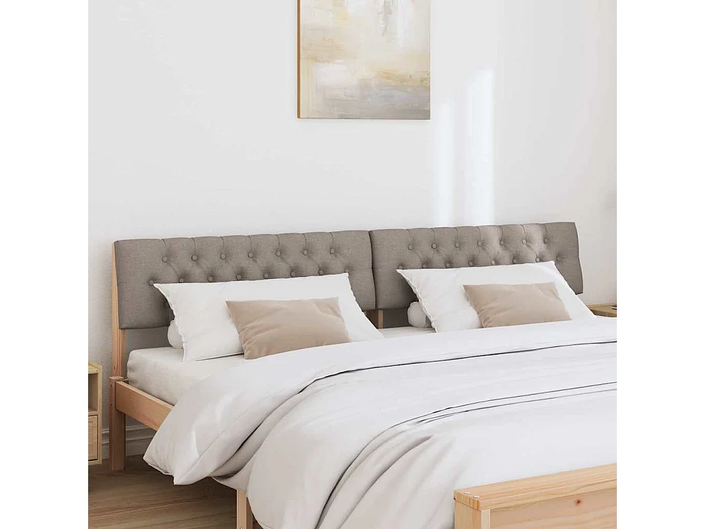 Tête de lit capitonnée Taupe 200 cm Pin massif