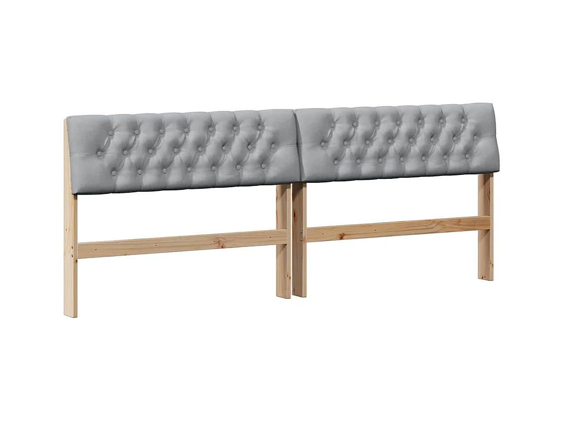 Tête de lit capitonnée Gris clair 200 cm Pin massif