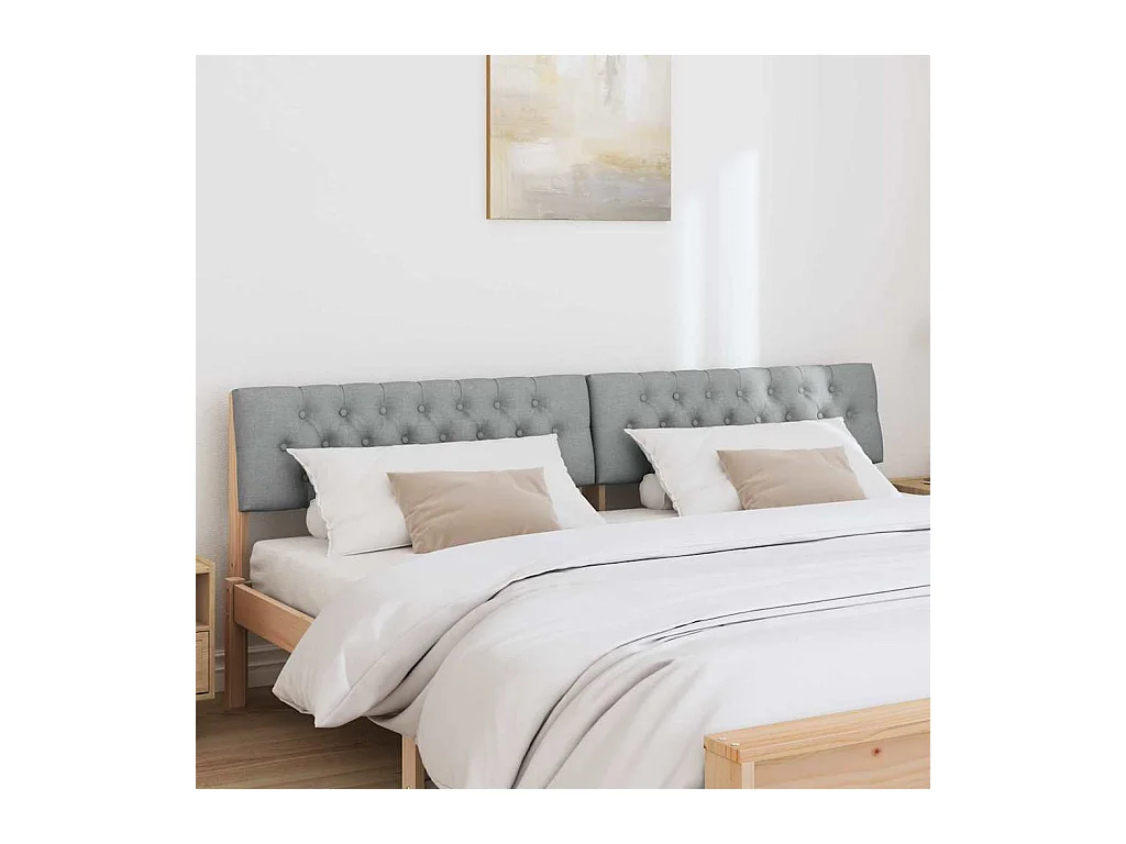Tête de lit capitonnée Gris clair 200 cm Pin massif