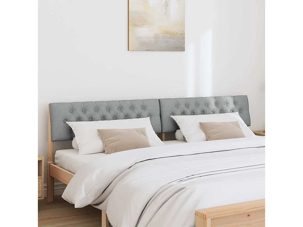 Cabecero tapizado Gris Claro 200 cm Madera de pino macizo