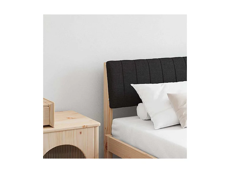 Cabecero tapizado Negro 180 cm Madera de pino macizo