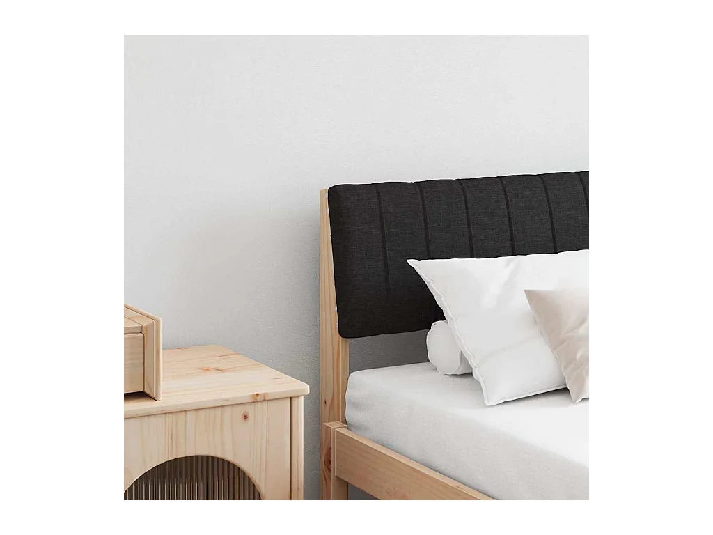 Cabecero tapizado Negro 180 cm Madera de pino macizo