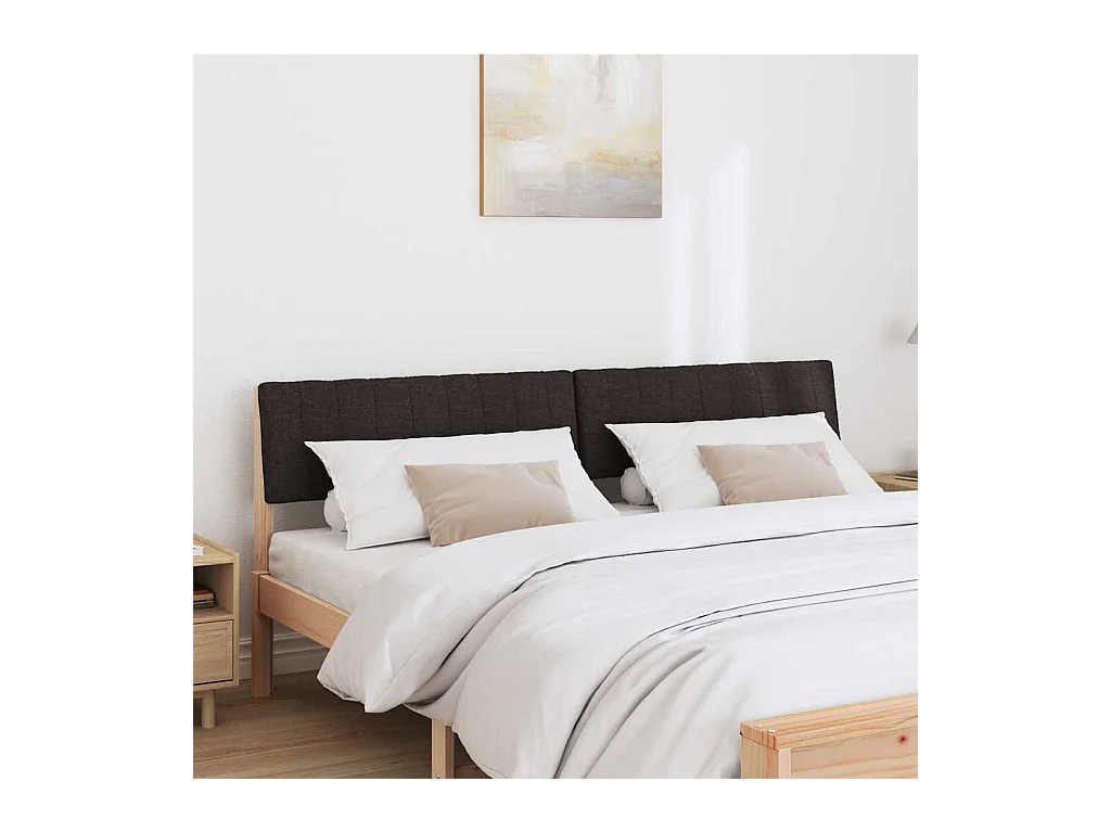 Cabecero tapizado Negro 180 cm Madera de pino macizo