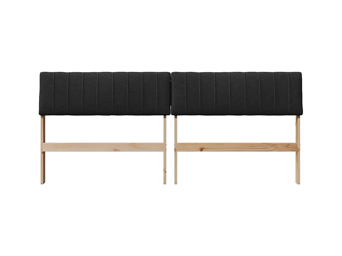 Cabecero tapizado Negro 180 cm Madera de pino macizo