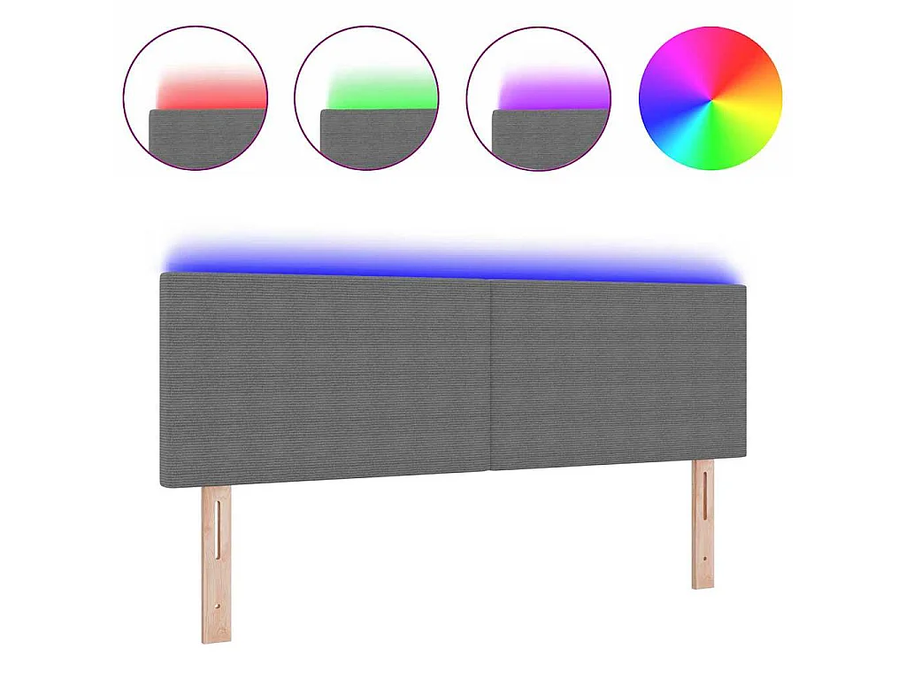 Tête de lit LED avec des lumières à LED Gris clair 144 cm tissu