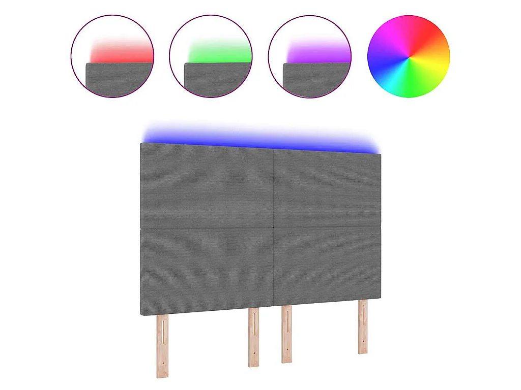 Cabecero LED con luces de tiras LED Gris claro 144 cm tela
