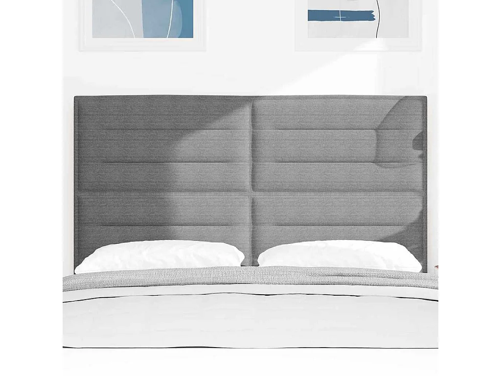 Cabecero LED con luces de tiras LED Gris claro 144 cm tela