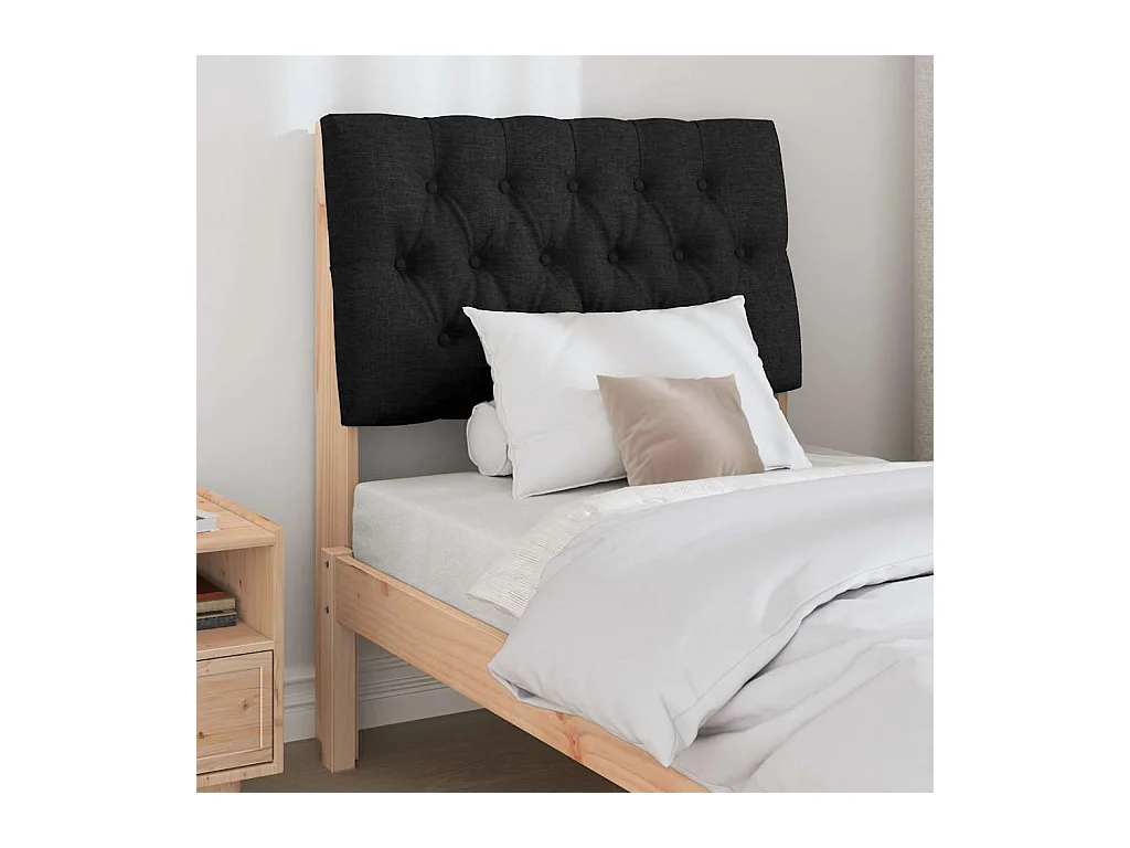 Tête de lit capitonnée Noir 75 cm Pin massif