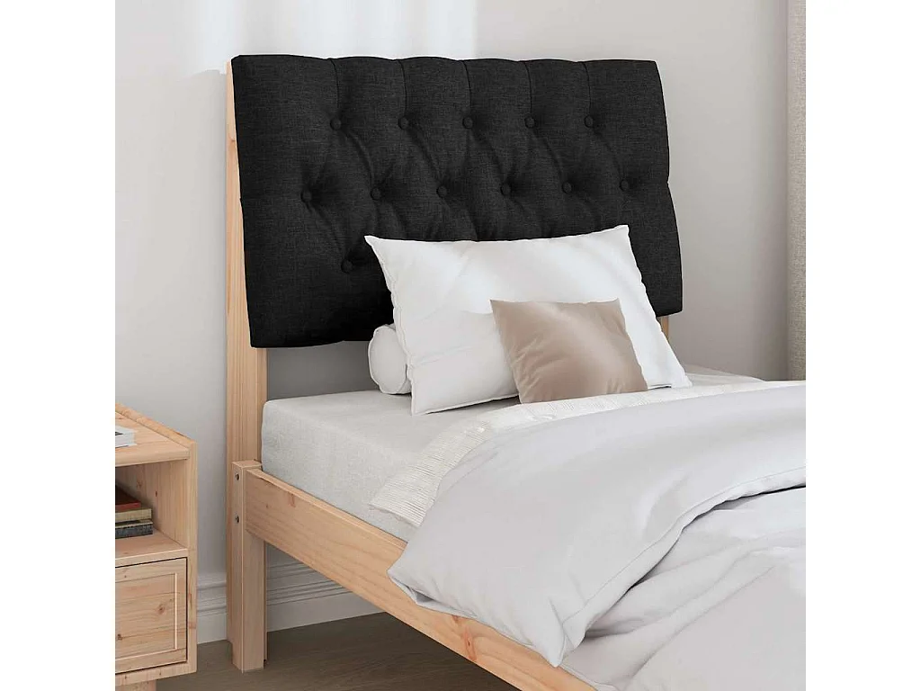 Tête de lit capitonnée Noir 75 cm Pin massif