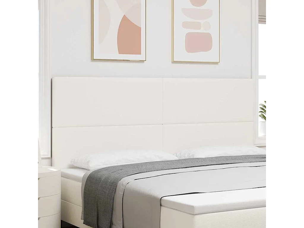 Tête de lit avec tête de lit Crème 200 cm Tissu côtelé