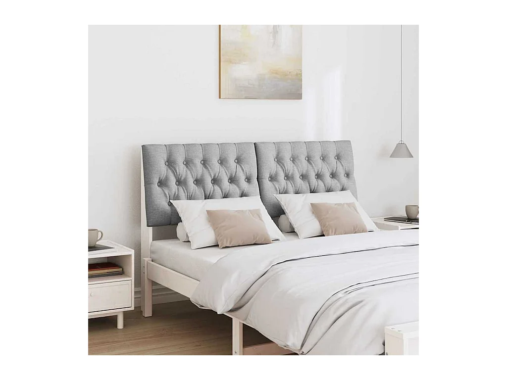 Tête de lit capitonnée Gris clair 160 cm Pin massif