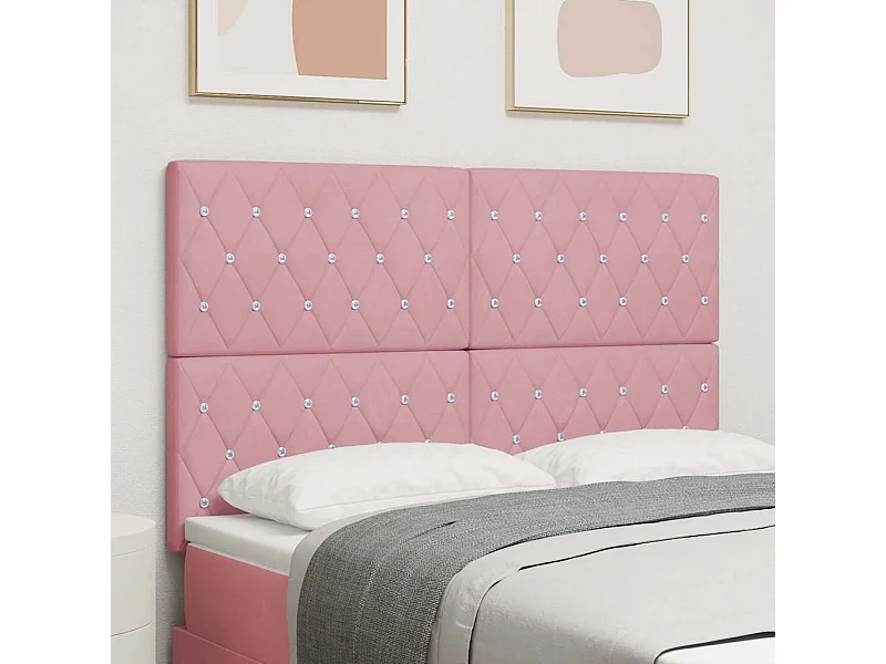 Tête de Lit en Velours Argyle Manuel Rose 140 cm Velours