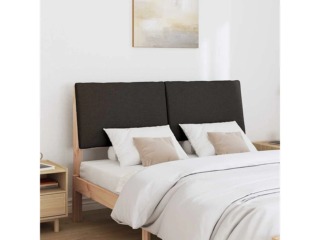 Cabeceira estofada Preto 140 cm Madeira de Pinheiro Sólida