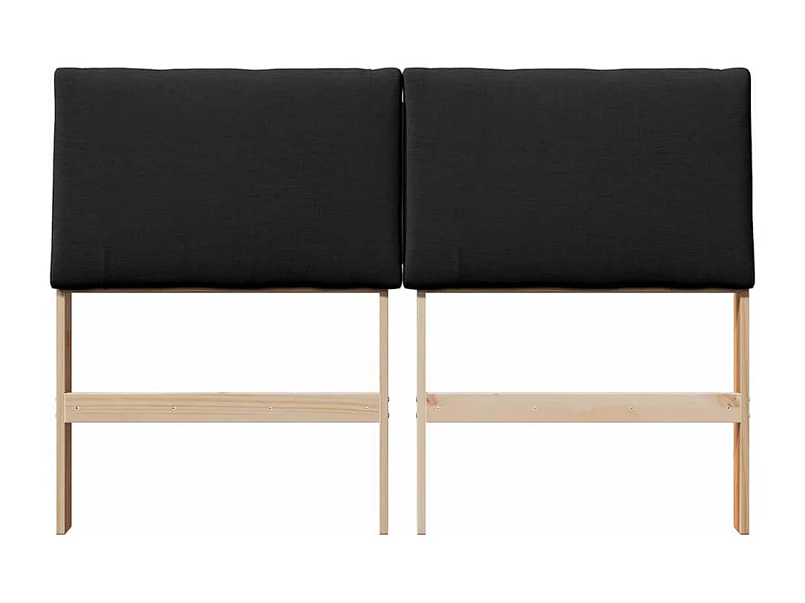 Cabeceira estofada Preto 140 cm Madeira de Pinheiro Sólida