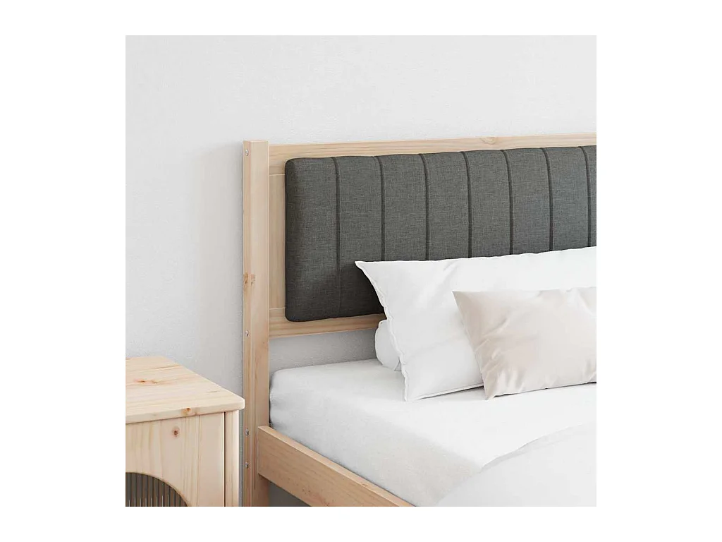 Cabecero tapizado Marrón 200 cm Madera de Pino Sólido y Tela