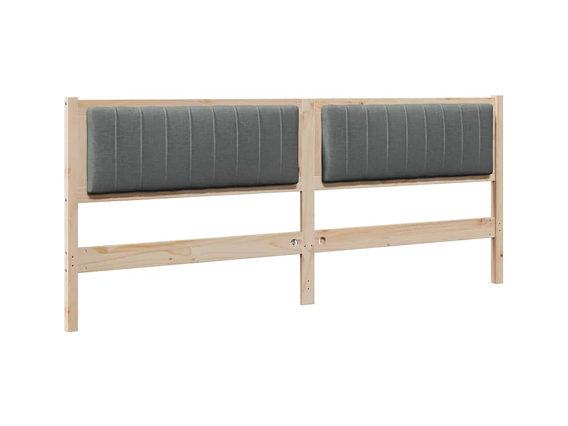 Cabecero tapizado Marrón 200 cm Madera de Pino Sólido y Tela