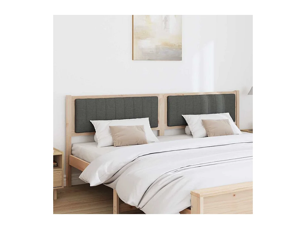 Cabecero tapizado Marrón 200 cm Madera de Pino Sólido y Tela