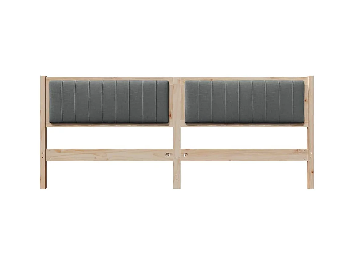 Cabecero tapizado Marrón 200 cm Madera de Pino Sólido y Tela