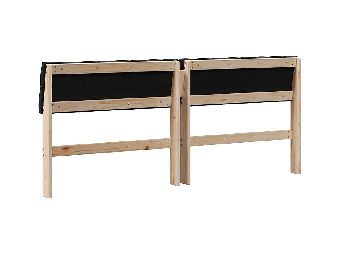 Cabeceira estofada Preto 180 cm Madeira de Pinheiro Sólida