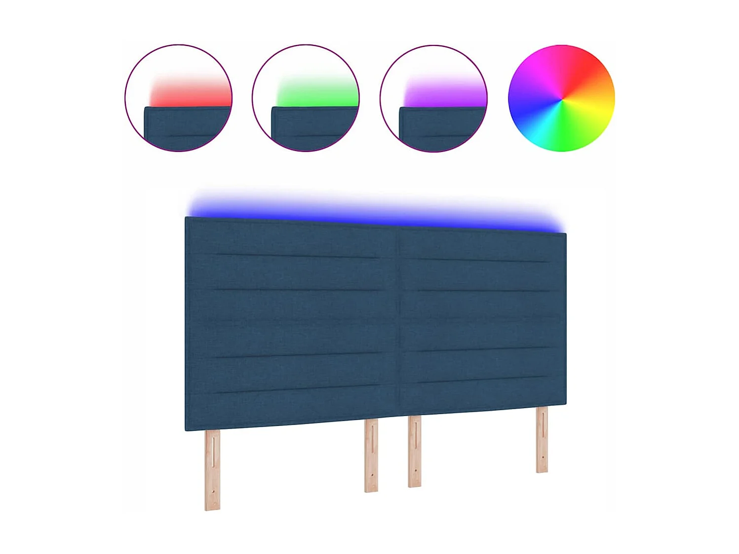 Cabecero LED con luces de tiras LED Manual Azul 180 cm tela