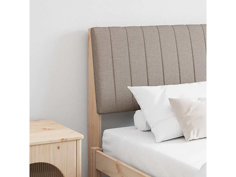 Tête de lit capitonnée Taupe 200 cm Pin massif