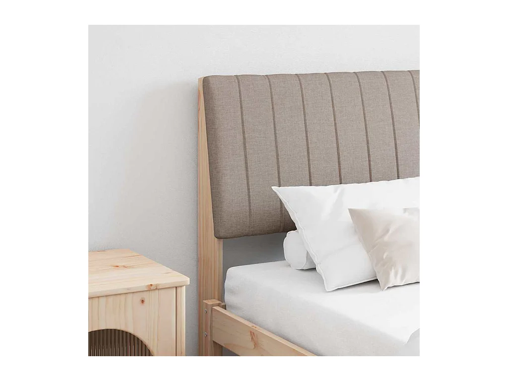 Tête de lit capitonnée Taupe 200 cm Pin massif