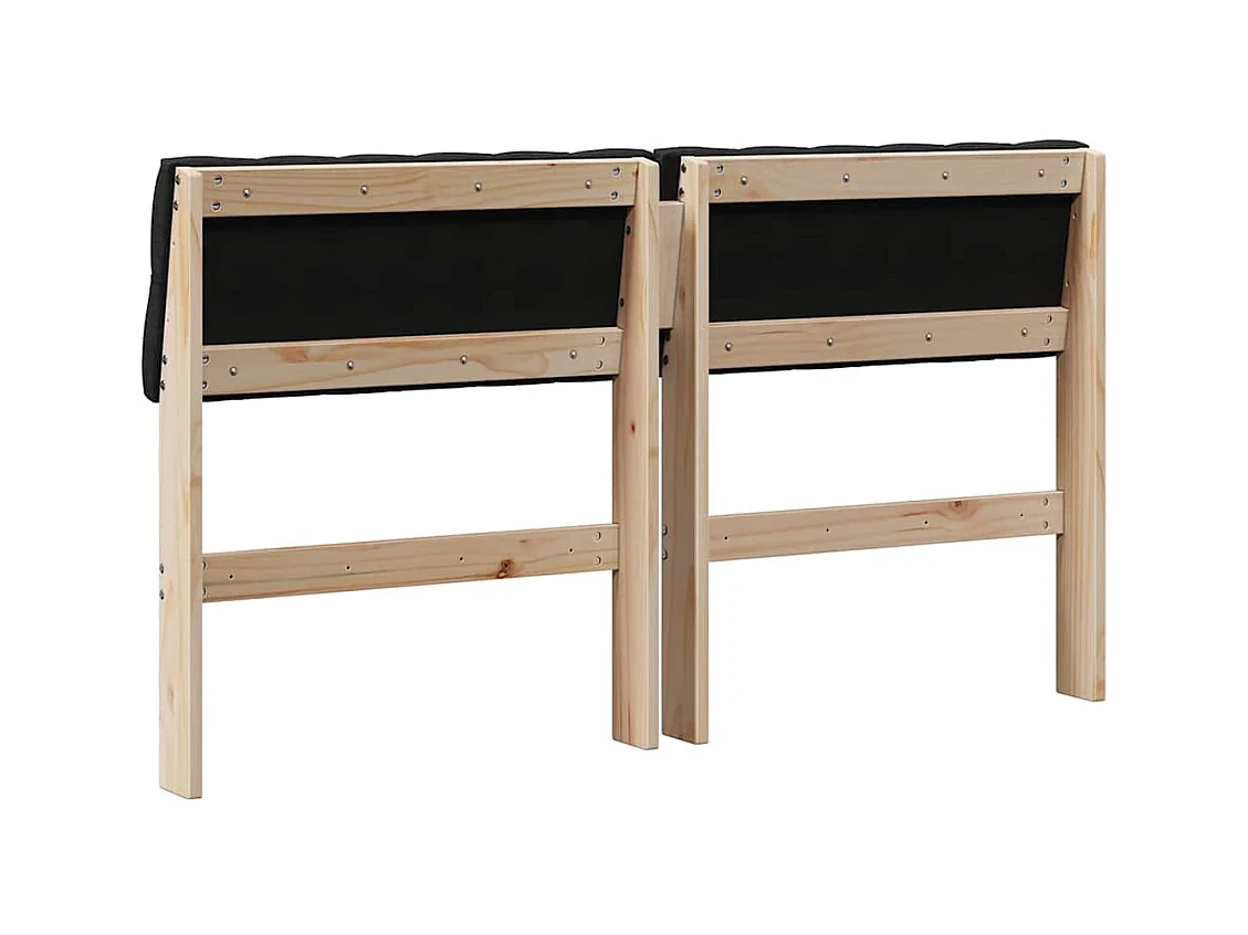 Cabecero tapizado Negro 135 cm Madera de pino macizo