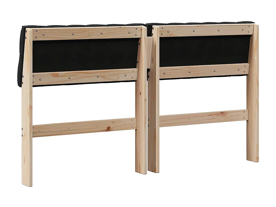 Cabeceira estofada Preto 135 cm Madeira de Pinheiro Sólida